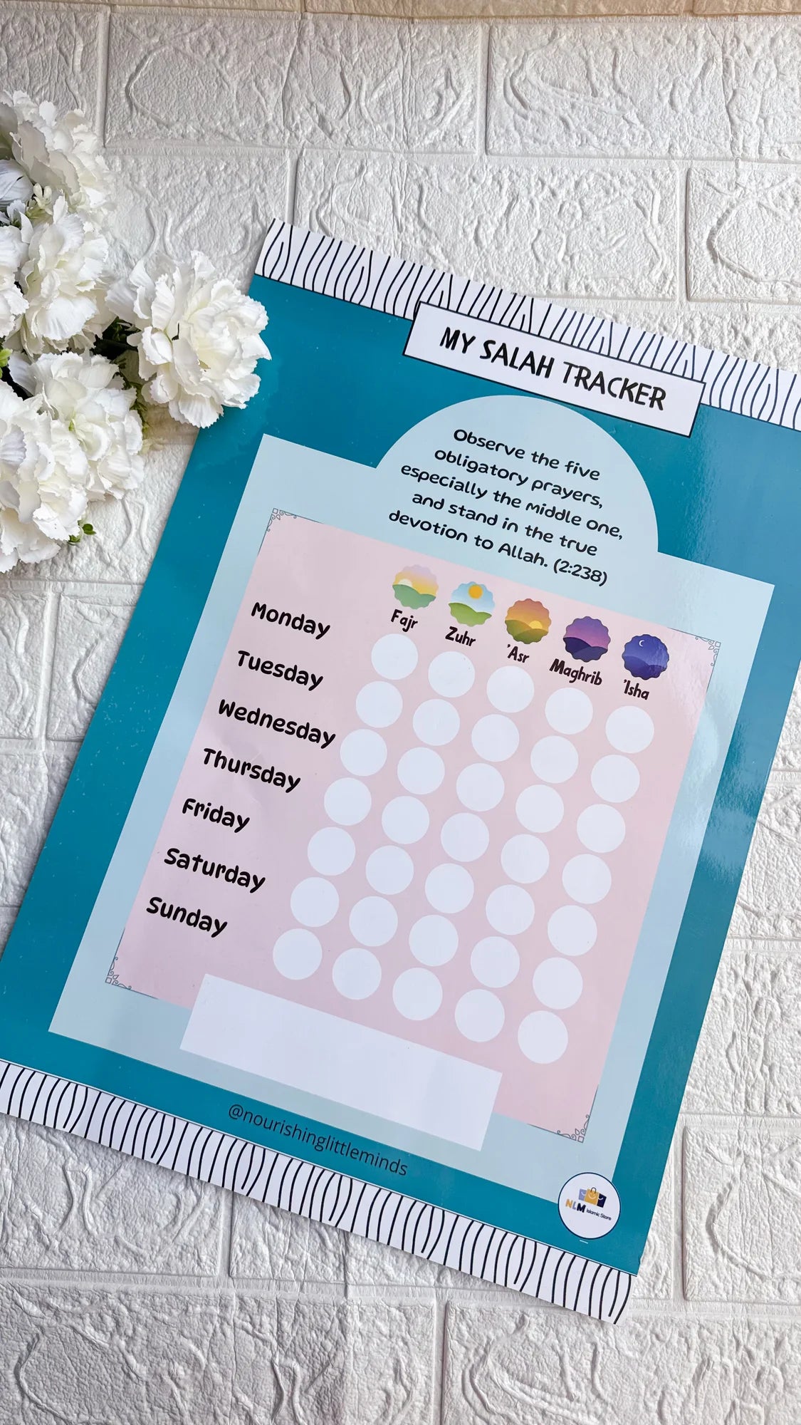 Kids Salah tracker for Fajr Dhuhr Asr Maghrib and Isha