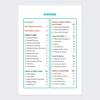 Table of contents for a religious text on a white background