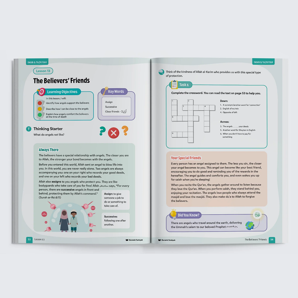 Islamic character development activities for children in Level 4 workbook