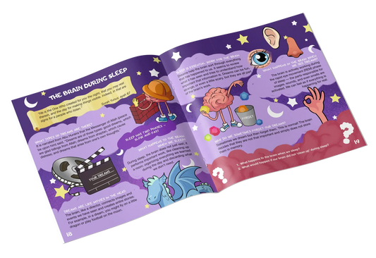 Colourful inside pages of a faceless Islamic science book about the human brain