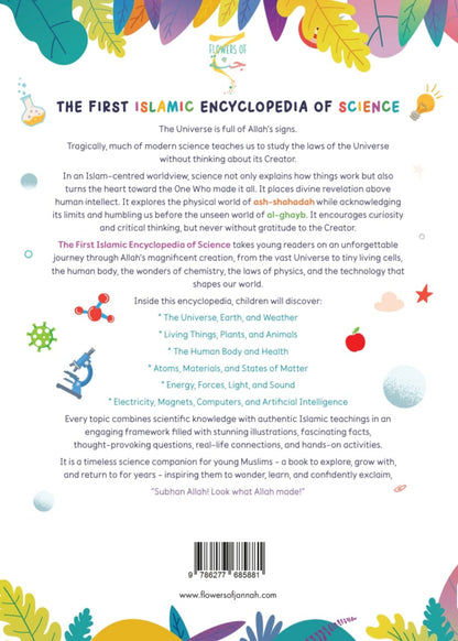 Back cover of The First Islamic Encyclopedia of Science by Flowers of Jannah
