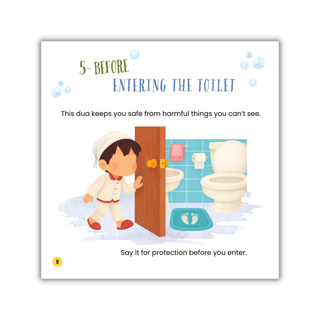 Before entering the toilet daily dua page for Muslim children