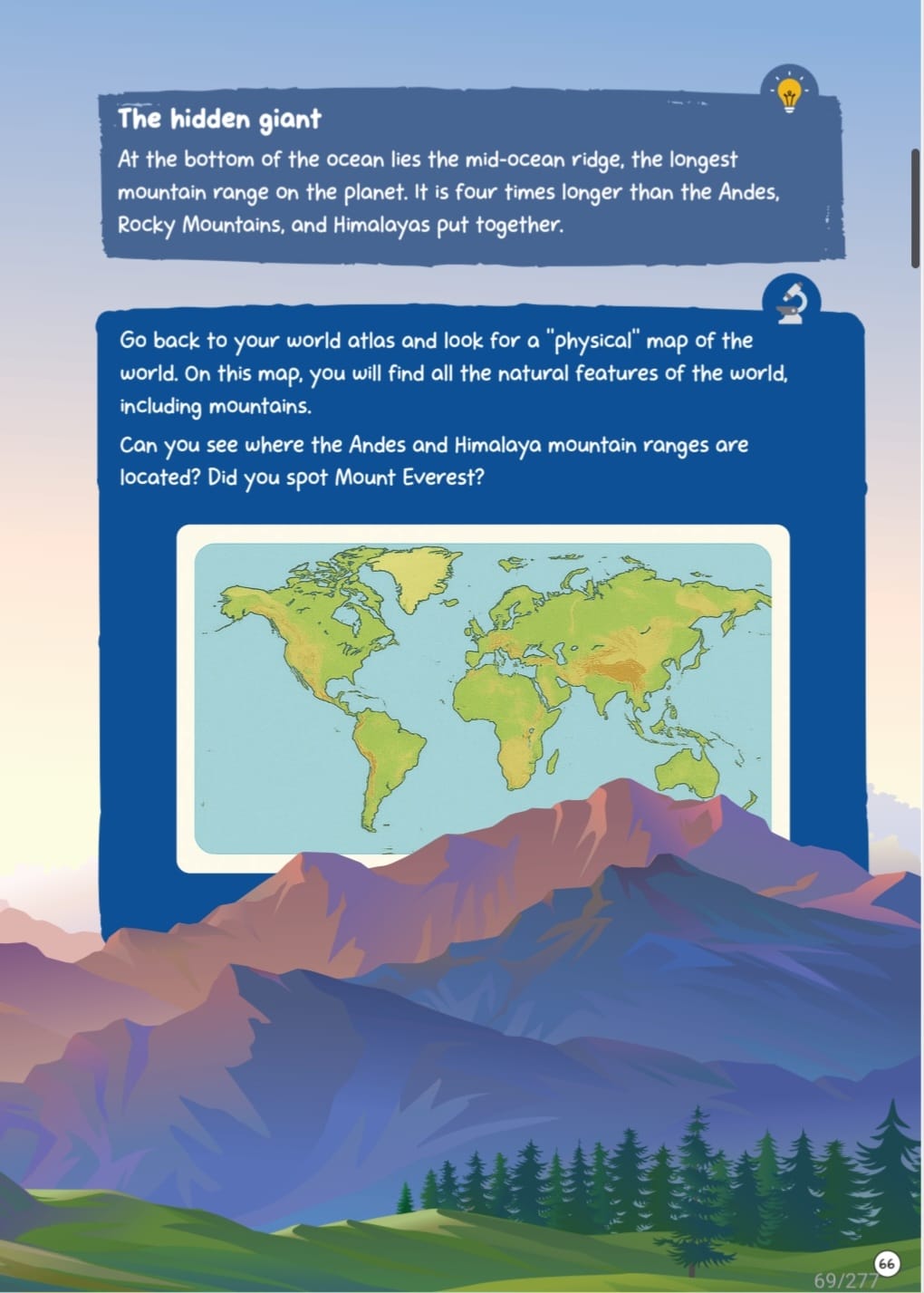Science encyclopedia page about the mid-ocean ridge and world mountain ranges