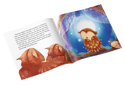 Inside pages of Little Owl Islamic story teaching children Allah's Name Az-Zahir