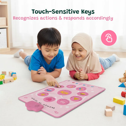 Muslim child using Women in Islam interactive audio wall art